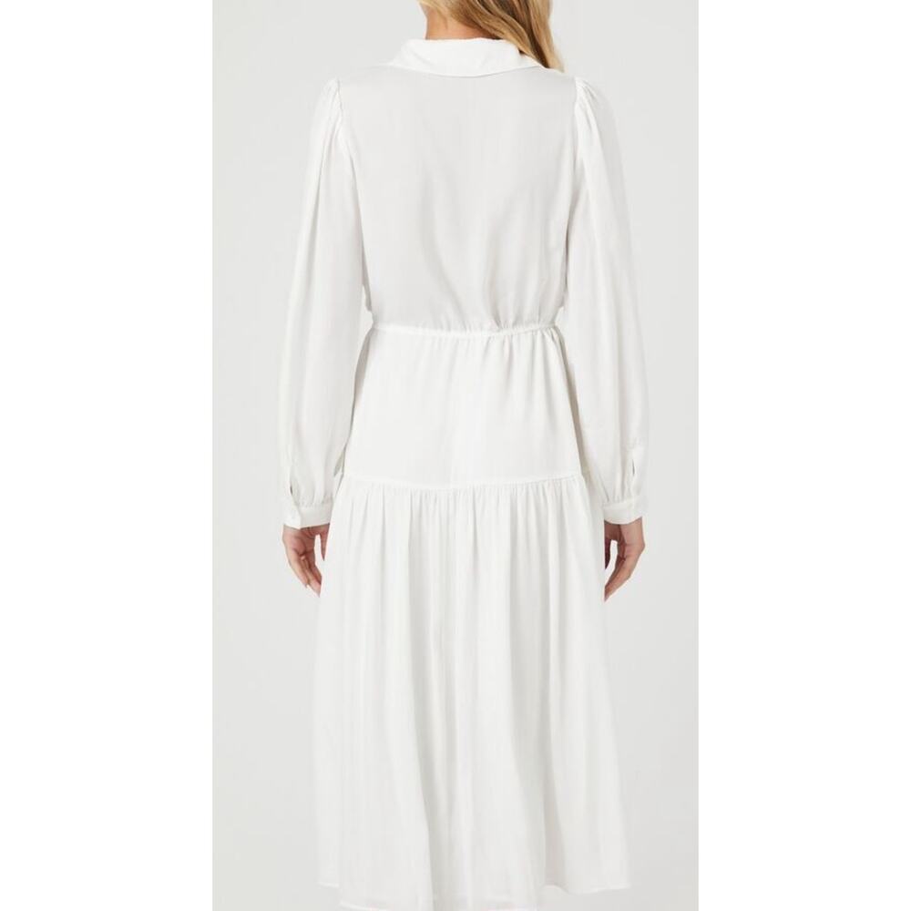 Forever 21 sheer white tie-front shirt long midi dress - large - Picture 3 of 8